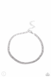 Adorable Anklet - White
Item #P9AN-WTXX-056XX
Set in silver square fittings, two rows of gleaming white rhinestones cascade around the ankle for a beautiful basic. Features an adjustable clasp closure.

Sold as one individual anklet.